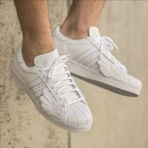 Jeremy Scott x Adidas White leather Winged Sneakers 11.5